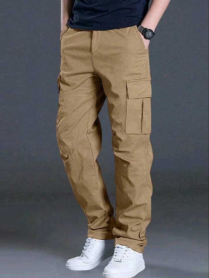 REALX Men's Multi-Pocket Solid Casual Hiking Cargo Pants